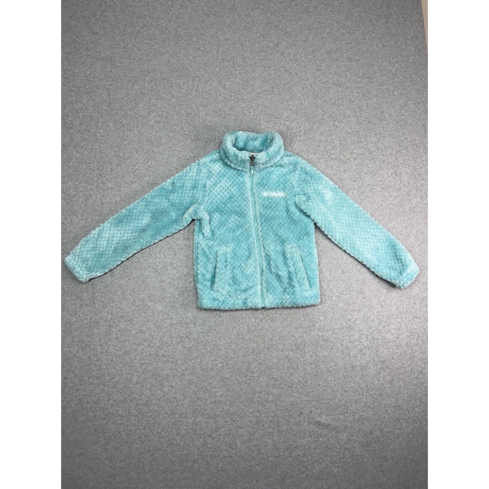 Columbia Kids Girls Teal Fuzzy Fleece Zip Up Jacket Size XS